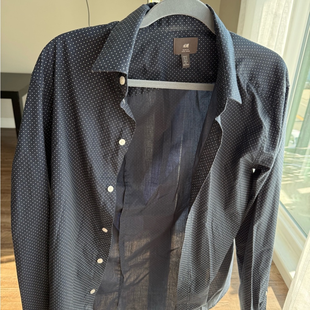 H&M Slim Fit Polka Dot Shirt Medium